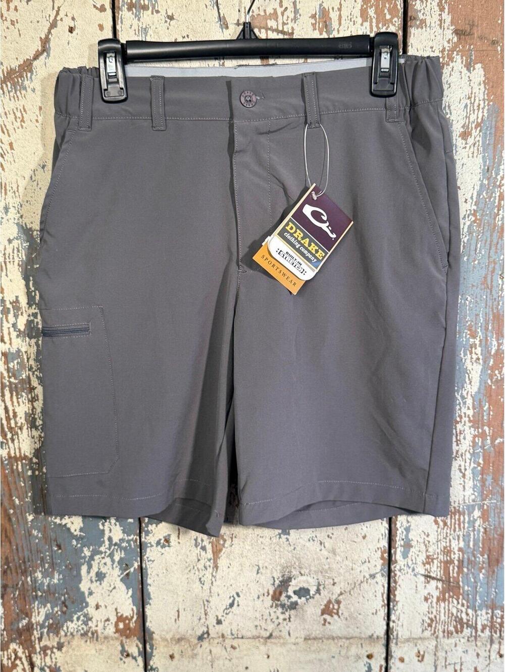 NWT Men's Drake Waterfowl Traveler Trek Shorts, size small, gray